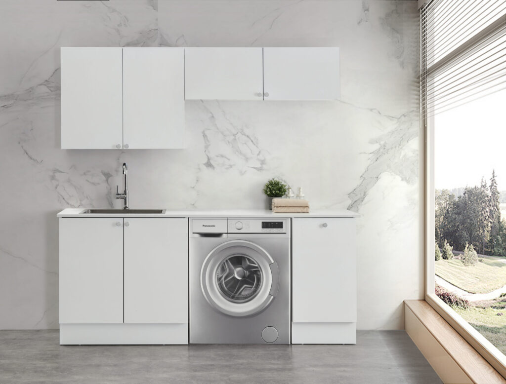 900mm Laundry Wall Cabinet – Gloss White (Short Version)